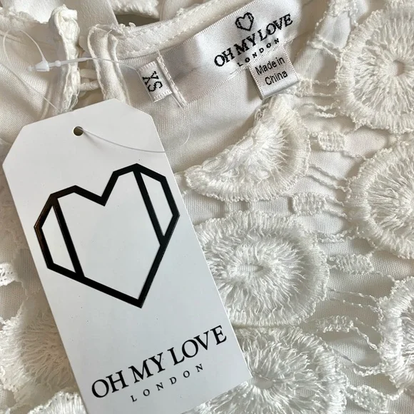 White Lace Romper coastal cowgirl beach chic NWT backless XS Oh My Love Summer - Picture 3 of 13